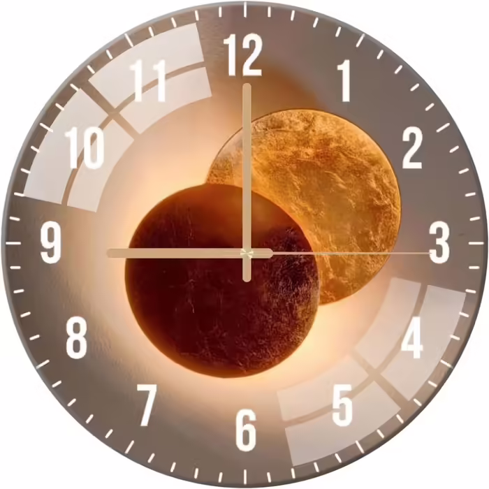ALEENFOON Glass Wall Clock 30cm Silent No Ticking Decorative Round Wall Clock for Living Room Kitchen Bedroom Hallway Office (Moon)