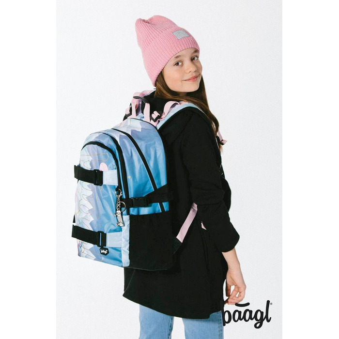 Шкільний рюкзак Baagl Skate Moon (3 шт.) для хлопчиків та дівчаток, 3 клас, з нагрудним ременем, ергономічний