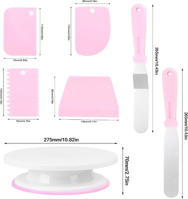 Набір для тортів: обертова платформа, насадки для крему, скребок для вирівнювання | Все для випічки