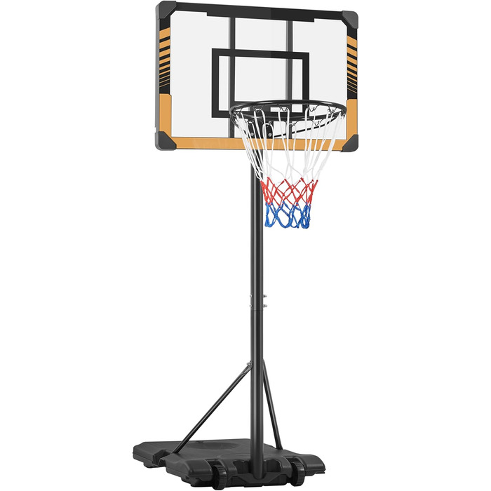 Yaheetech Adjustable Height Basketball Stand with Wheels - Mobile Basketball Hoop, Water or Sand Fillable, Indoor/Outdoor Basketball System - 226.5cm - 256.5cm
