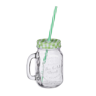 Relaxdays Set of 8 Drinking Glasses with Straws