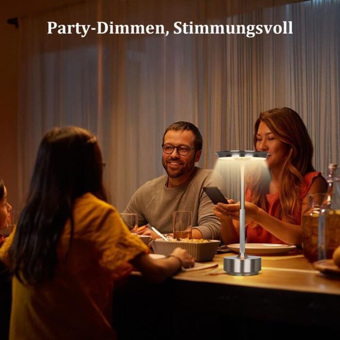 Бездротова LED лампа Rosnek: регульоване освітлення, 3 колірні температури, USB-C, срібло