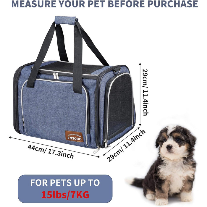 Сумка-переноска для кота, складана переноска для собаки, переноска для тварин, сумка для подорожей з м'яким матрацом для перевезення потягом/автомобілем/літаком