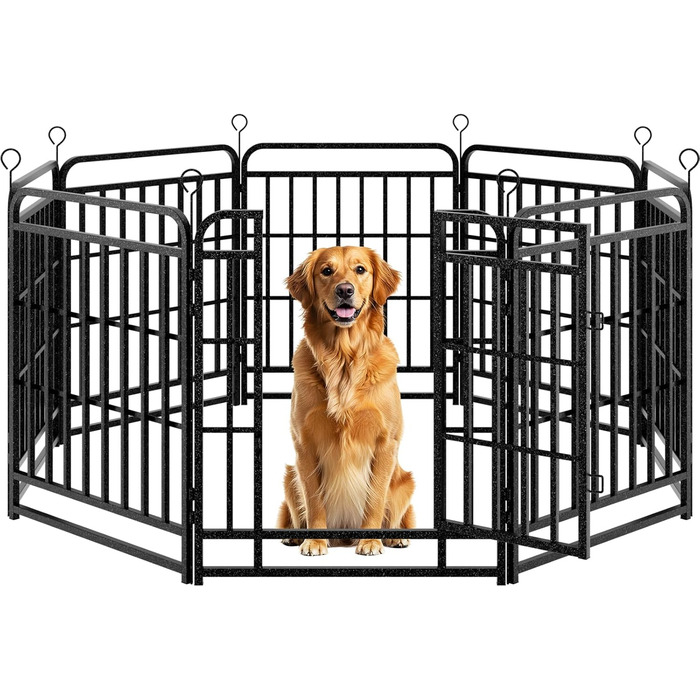 Вольєр для цуценят 544 см, 80 см у висоту, 8-секційний складний вольєр для тварин з дверцятами, вольєр для собак, котів, кроликів, для саду, збірка без інструментів, 8 секцій