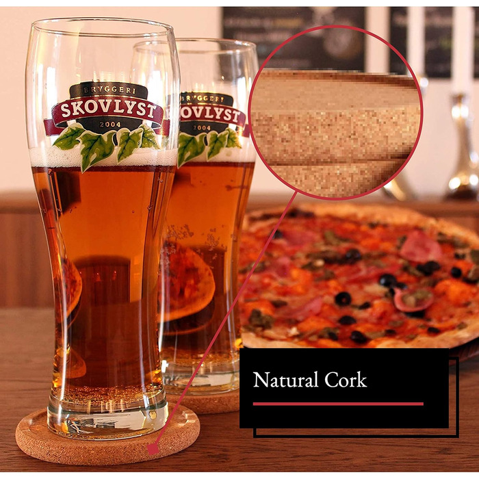 BARVIVO Cork Coasters for Drinks + Holder, 12 Pieces, ideal coasters for wooden tables, stain and scratch protection, rustic coaster set, suitable for all sizes of glasses.