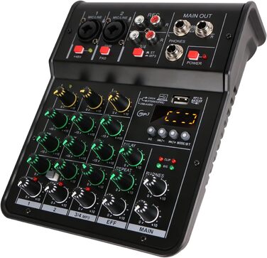 Аудіомікшер M4 з 4 каналами, 48V, Bluetooth, для студії, караоке, портативний, DJ-консоль