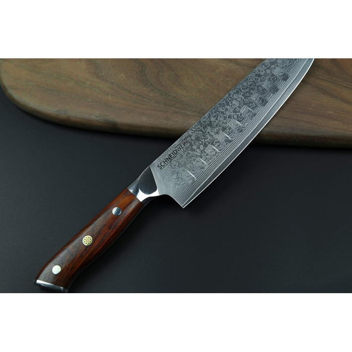 Кухонний ніж Santoku з дамаської сталі 17,6 см, 67 шарів, надгострий, нержавіючий Damaszener DI-серія
