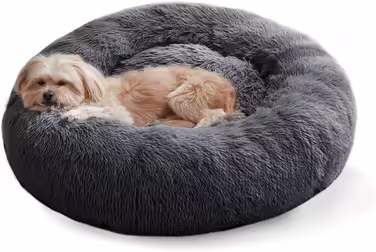 Western Home Dog Bed Run, Cat Bed Fluffy, Dog Cushion Small Dogs, Dog Bed Washable, Dog Basket, Cat Basket for Sleeping 60 cm, (L 76 x W 76 x H 20 cm, Dark Grey)