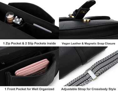 Сумка жіноча AFKOMST через плече, чорна, зі шкірозамінника PU, з регульованим знімним ремінцем