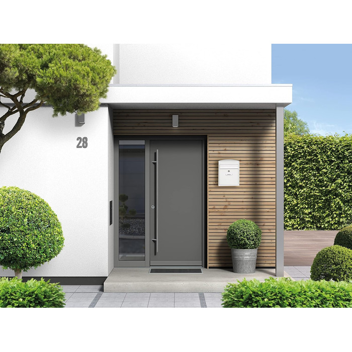 Поштовий ящик ARREGUI Compact E5731 сталевий, білий (S, DIN A5), настінний, водонепроникний, з табличкою для імені, 2 ключі, легкий монтаж