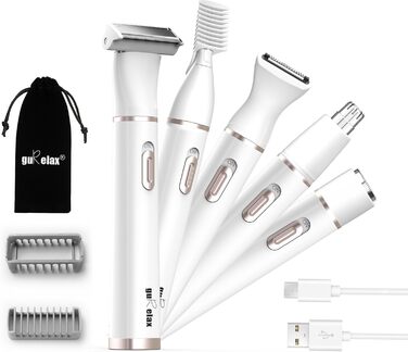 Електричний жіночий триммер Intimrasierer 5-в-1 для бікіні, зони інтимної гігієни, під пахви, обличчя, ноги та руки, USB, 5 насадок, водонепроникний