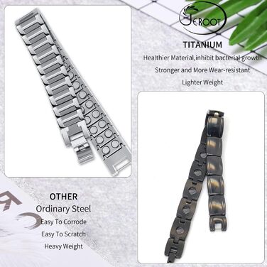 Браслет магнітний чоловічий JEROOT з титану, енергетичний, для чоловіків