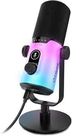 Ігровий мікрофон FDUCE з USB/XLR підключенням, RGB-підсвічуванням та регулятором посилення для стрімінгу, запису подкастів та співу