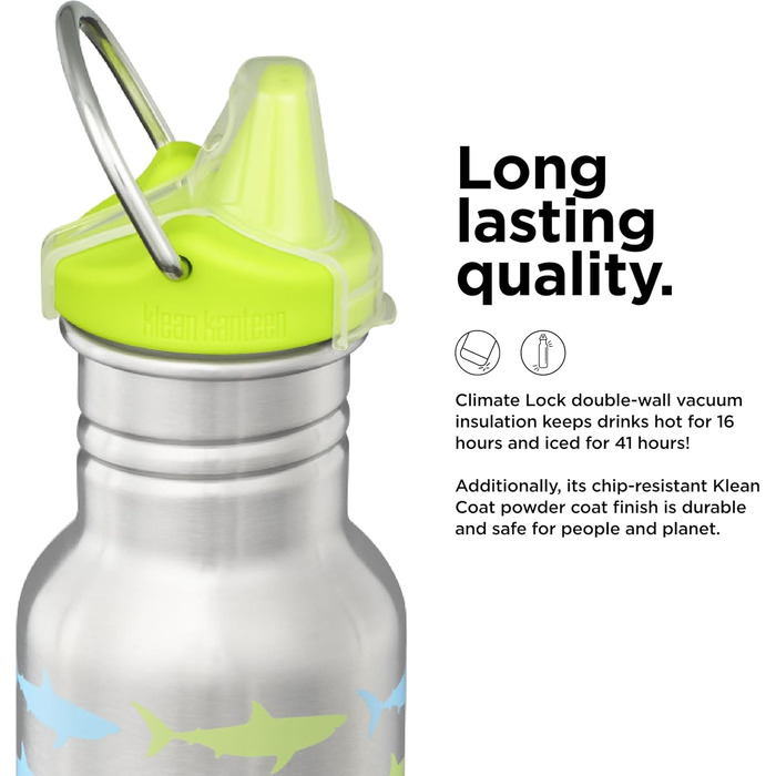 Klean Kanteen Classic Narrow Water Bottle 12 oz (Sharks)