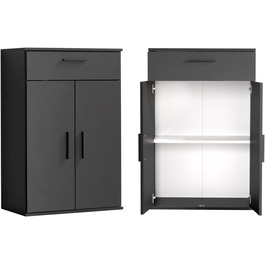 Multi-purpose cabinet 60cm wide with drawers 'The Practical', small office cabinet or filing cabinet, also as a shoe cabinet or storage cabinet in 60x90x34 cm (W/H/D) in White (Height 90CM, Anthracite Black)
