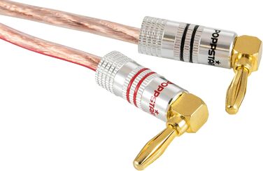 Комплект кутових бананових роз'ємів Poppstar High End (12 шт), 24K золоте напилення, для кабелів до 6 мм², червоні та чорні