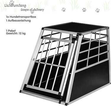 Кія для собак з прямою задньою стінкою, 2 двері, роздільник, розмір на вибір, розмір 89x69x50 см (L 65x90x69,5 см)