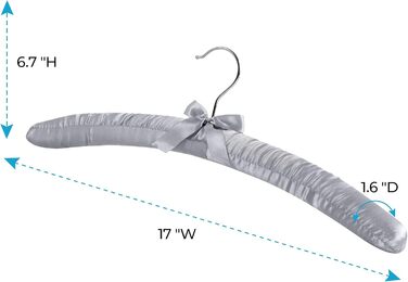 Набір плечиків для одягу JS HANGER, 10 шт., сірий, з сатином, для сорочок, суконь, блузок, вечірнього одягу, без плечей, для жінок