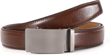 Чоловічий шкіряний ремінь на пряжці, автоматична застібка, 35 мм, регульований, 130 см, для костюма та ділового одягу (колір коричневий)