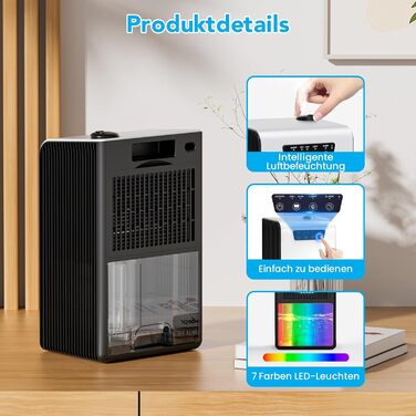 Ofottofo 2-в-1: Електричний осушувач та зволожувач повітря, 3.2л резервуар, 1л/день, 7 кольорів LED, тихий, для спальні, ванної, підвалу