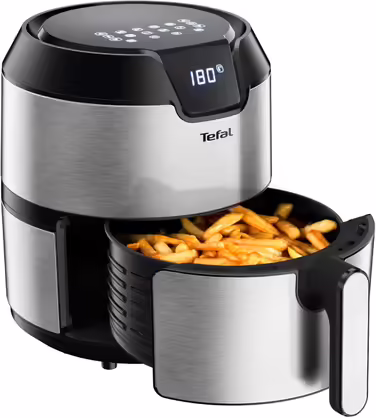 Tefal EY401D Hot Air Fryer Easy Fry Deluxe XL | Air Fryer | 1500 W | 4.2 L for 6 servings | 8 automatic programs | Digital display | energy-saving | healthy fryer without oil | stainless steel