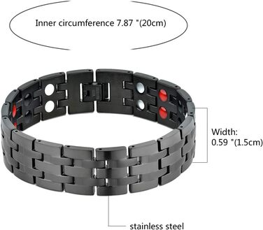 Магнітне браслет для чоловіків JewelryWe з нержавіючої сталі, терапевтичний ефект, великий, важкий, широкий, з ланцюговими посиланнями, для здоров'я, подарунок на День батька