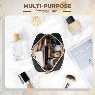 Косметичка жіноча мініатюрна Kometik, органайзер для косметики, дорожня косметичка, валізка, чорний та бежевий