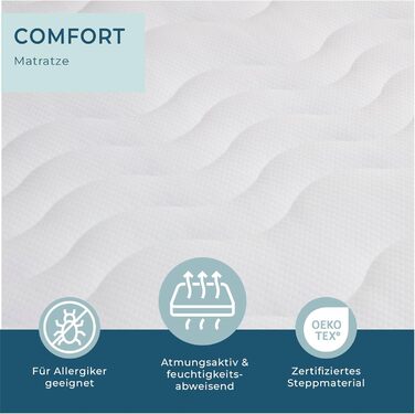 Ортопедичний матрац ESSENCE SLEEP 90x200 см, H3, 14 см, європейський, сертифікований Öko-Tex