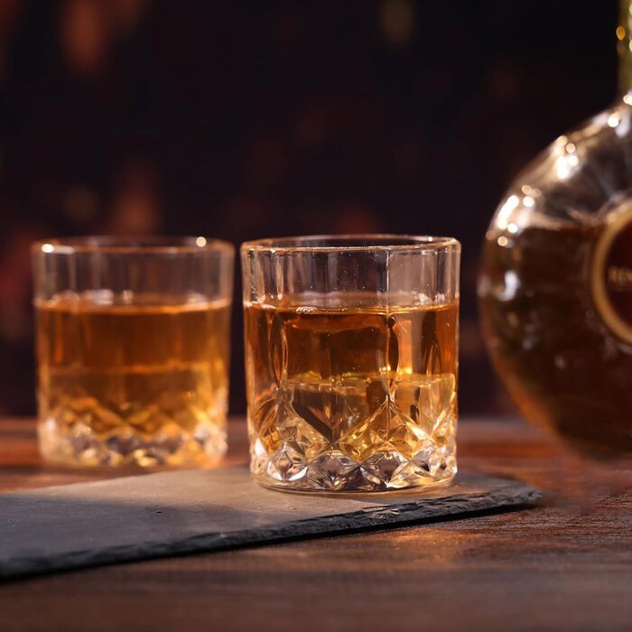Набір з 4 склянок для віскі, 300 мл, склянка для води, набір подарунків, безпечно мити в посудомийній машині, кришталеве скло, подарунок для любителів віскі, для сім'ї, ресторану та вечірки