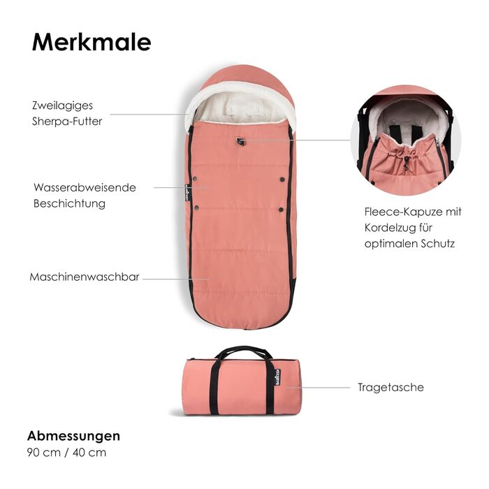 Дитячий зимовий конверт Babyzen YOYO Ginger з шерпою та флісовим капюшоном, зручний мішок для коляски, машинне прання, з сумкою для зберігання
