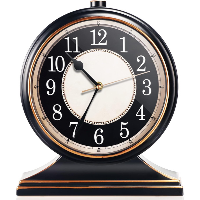AYRELY Vintage Desk Clock, Silent, Non-Ticking, 10-Inch Dial, Table Clock, Retro Mantel Clock and Easy to Read for Living Room