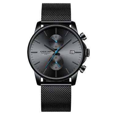 Чоловічий годинник, спортивний, модний, кварц, аналоговий, чорний міський ремінець, нержавіюча сталь, водонепроникний, хронограф, автоматичне відображення дати, синій