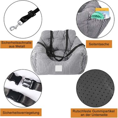 CALIYO Dog Car Seat, Seat Belt - Washable Dog Car Seat in Black/White for Small, Medium & Large Dogs, Dog Seat Car Backseat, Dog Bed Car, Dog Basket Car, Dog Car Seat. Black/White