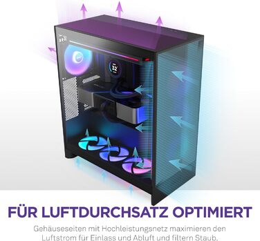 Корпус NZXT H7 Flow: Mid-Tower з покращеною вентиляцією | Чорний | Підтримка 3 x 120мм вентиляторів для GPU | 3 x 120мм фронтальні вентилятори | 420мм радіатор