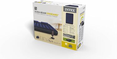 Надувний матрац Intex Classic Downy Queen - 152 x 203 x 22 см, 4-частинний, блакитний