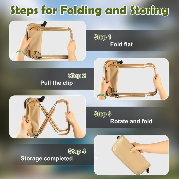 Складаний туристичний стільчик-підсвічник для кемпінгу, риболовлі, подорожей та відпочинку на природі (Хакі, компактний)