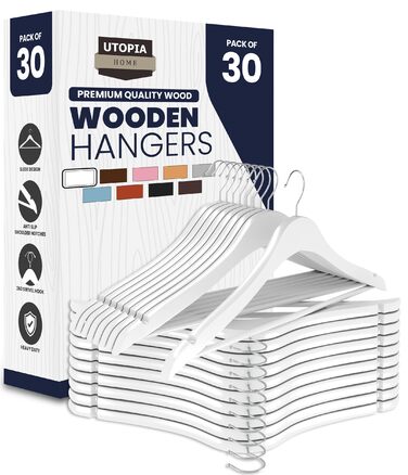 Набір вішалок для одягу Utopia Home (20 шт.) з перекладиною та плечиками, білий