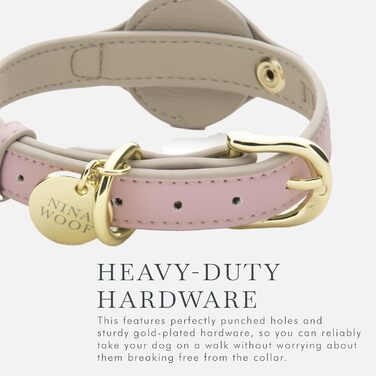 Cupertino Dog Collars, Harnesses & Leashes made of vegan leather with dog tracker device holder, adjustable dog collar (Small (Neck: 12x15), Pink)