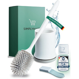 Силіконова щітка для туалету - гігієнічна, швидковисихаюча, з підставкою, для підвішування на стіну без свердління, з підйомником для кришки унітазу