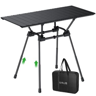 Складаний туристичний стіл Garllen 82x40 см, регулювання висоти (44/70 см), знімний стіл зі сталі, для пікніка, грилю, саду та кемпінгу