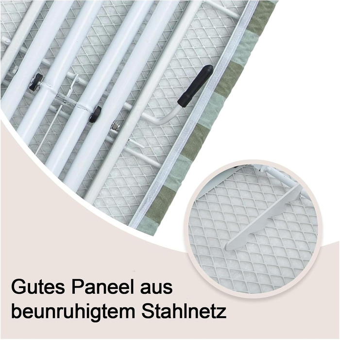 Відкидне прасувальне решітка AllRight з металевою сіткою, 7-позиційне регулювання висоти, антиковзні ніжки, 108.5/75 x 31 см, для парогенераторів, зелений