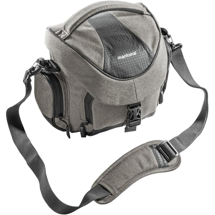 Сумка для камери Mantona Premium: підходить для DSLR та DSLM камер з об'єктивом (з захистом від пилу, м'яким плечовим ременем, застібкою-кліпсою, регульованим внутрішнім відділенням) тауп L Тауп