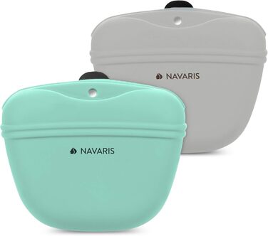 Набір з 2 Silikon Futterbeutel Navaris для собак - 2шт. Фурнітура для ласощів, сухого та вологого корму. Сірий & Червоний (Сірий & Синій)