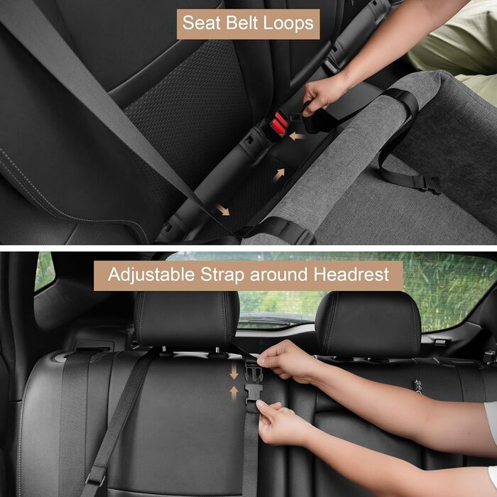 Автокрісло для собак, середнього розміру, до 15 кг, з ременем безпеки, знімний та миючий, сірий