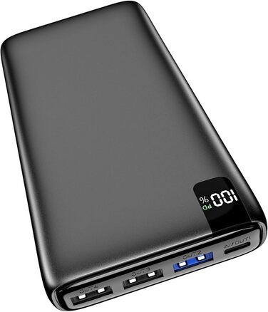 Power Bank A ADDTOP 26800mAh з LED дисплеєм та 4 виходами, 22.5W швидка зарядка, PD3.0, QC4.0, USB-C, для iPhone, Galaxy, Tablette, чорний
