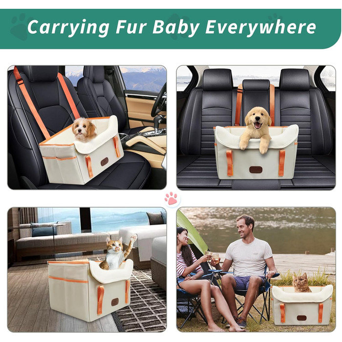 Автокрісло для собак Threedokke - зручне та безпечне автокрісло для маленьких собак до 6 кг (Khaki)