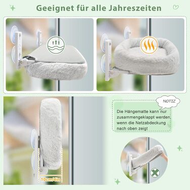 GUUSII Cat Window Perch - Cat Bed, Window Hammock, Cat Hammock, Cat Window Seat, Cat Window Lounger, Foldable Cat Window Bed, Cat Window Hammock Bed - Up to 18kg (Gray, M)