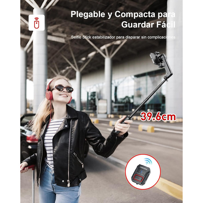 Штатив-стабілізатор KOSCHEAL A10 для смартфонів з підсвічуванням та пультом ДУ, 360° оберт, для iPhone та Android, для зйомки Vlogs та TikTok - Чорний