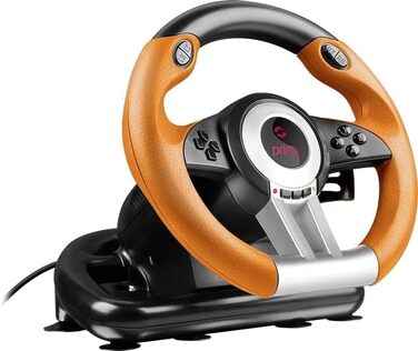 Speedlink DRIFT O.Z. Racing Wheel - Гоночний кермо з педалями та перемиканням передач для ПК, Force Feedback, чорний/оранжевий