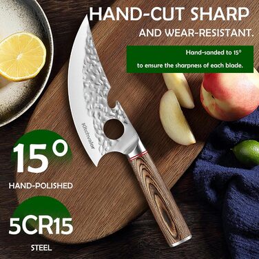 Ніж кухарський Kitchvalor 6 дюймів (15 см) з високоякісної сталі, кухонний ніж, ніж для нарізання, ергономічна ручка, подарункова коробка (Viking Knife)